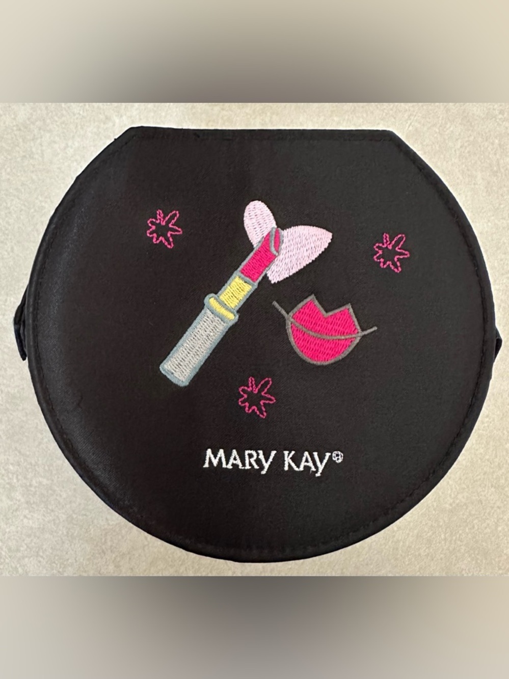 Mary Kay Embroidered Black Cosmetics Case with removable handle